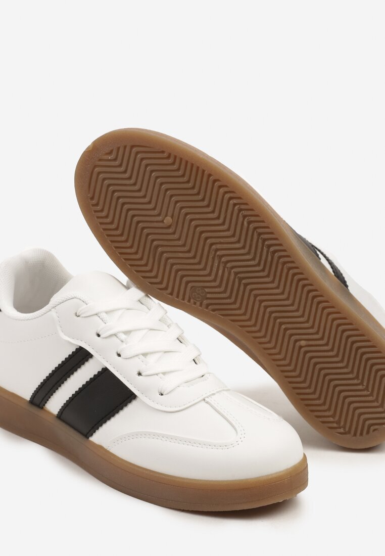 c'm paris Sneakers Tenisi Albi cu Dungi Geometrice Amolita