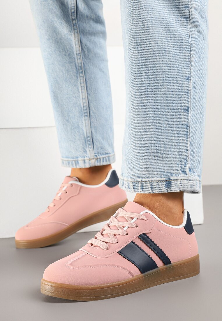 c'm paris Sneakers Tenisi roz cu Dungi Geometrice Amolita