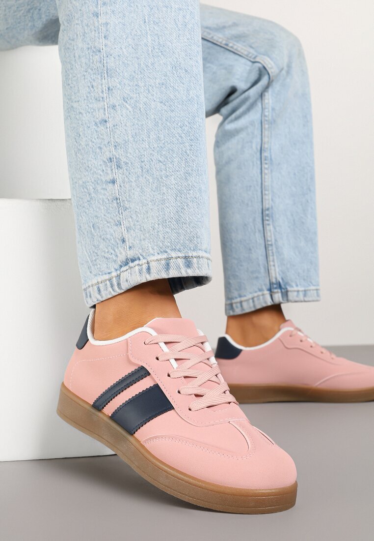 c'm paris Sneakers Tenisi roz cu Dungi Geometrice Amolita