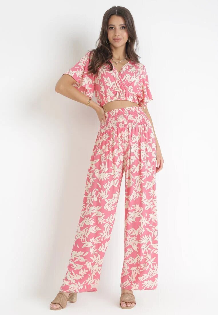  Complet Fucsia 2-piese cu Top și Pantaloni Tasre