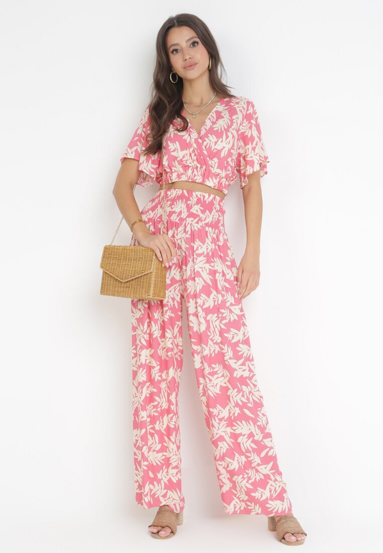  Complet Fucsia 2-piese cu Top și Pantaloni Tasre