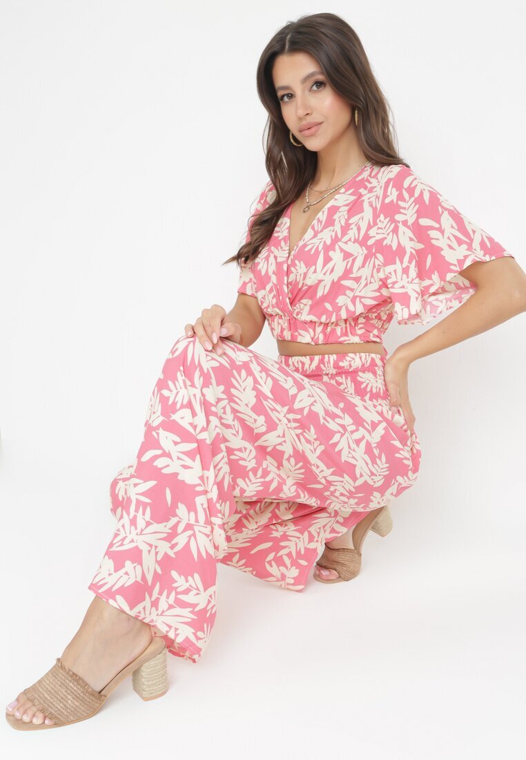  Complet Fucsia 2-piese cu Top și Pantaloni Tasre