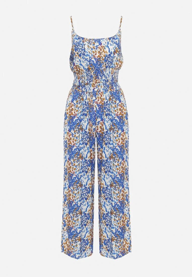  Compleu Albastru Din viscoză Top cu bretele Pantaloni cu picior lat și elastic în talie Dimyasha