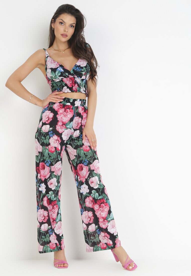  Compleu Negru din 2 piese cu Top și Pantaloni Coreta