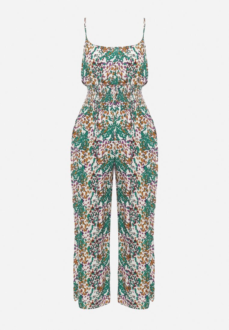  Compleu Verde de Vâscoză Top cu bretele și Pantaloni cu picior larg și talie elastică Dimyasha