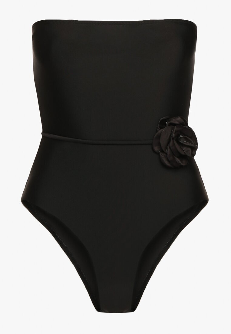  Costum de baie dintr-o bucată negru cu Choker floral și curea decorativă Irisandra