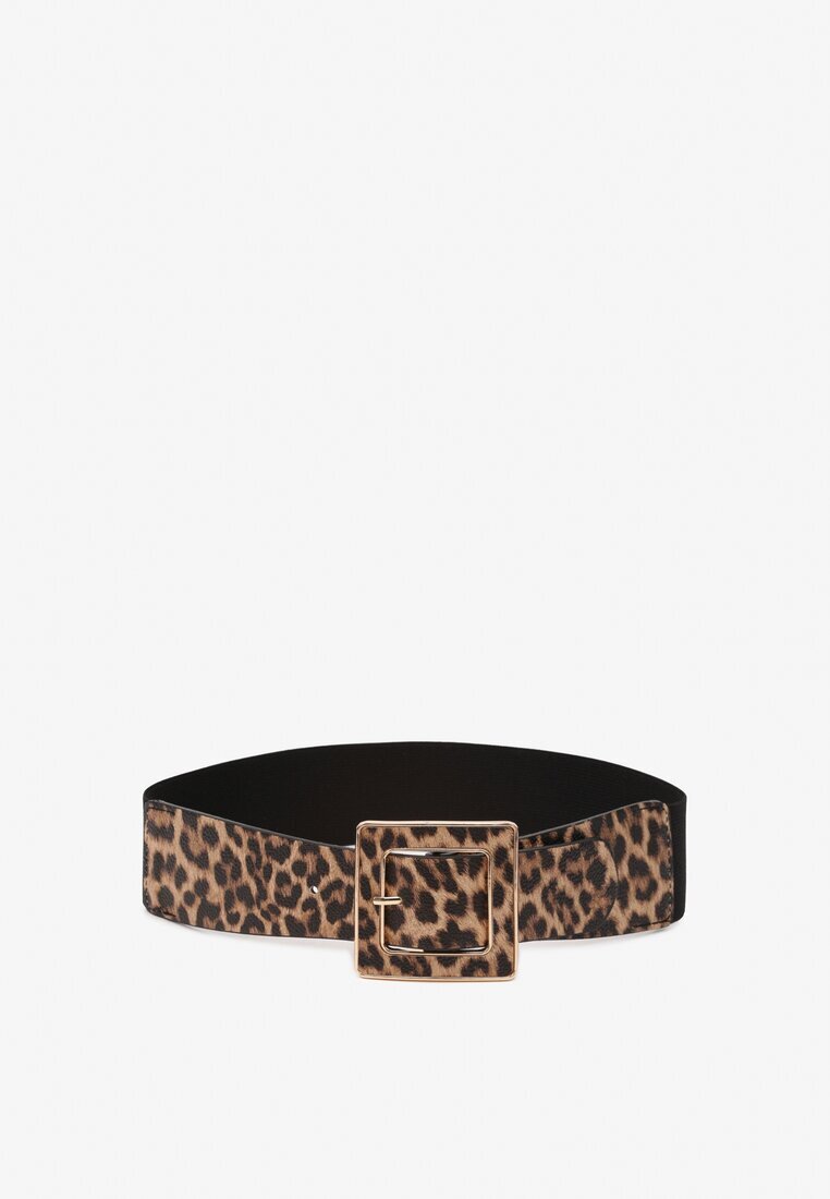  Curea Maro cu Imprimeu Leopard cu Cataramă Metalică Nelirith