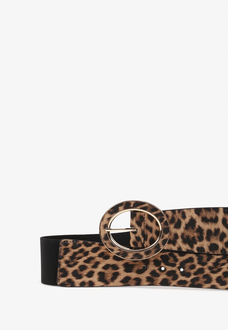  Curea maro leopard cu cataramă decorativă Nelathiel