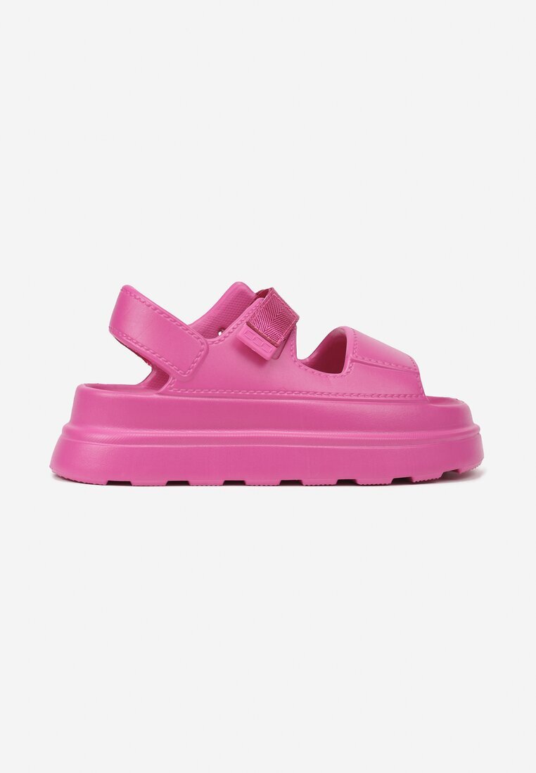 damerose Sandale Fucsia din Spumă Chunky pe Talpă Groasă cu închidere Velcro Obenae