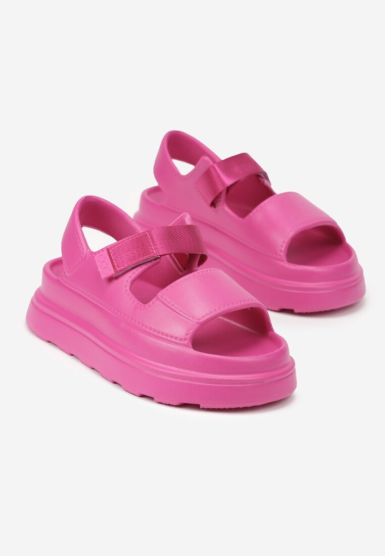damerose Sandale Fucsia din Spumă Chunky pe Talpă Groasă cu închidere Velcro Obenae