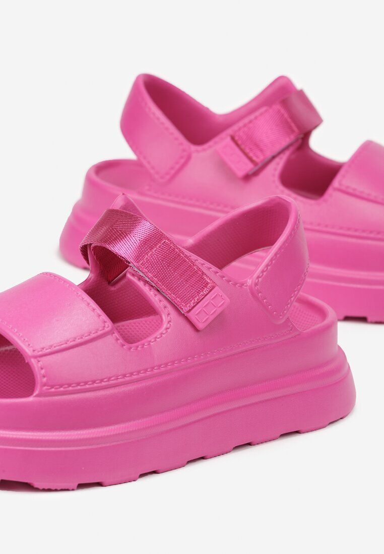 damerose Sandale Fucsia din Spumă Chunky pe Talpă Groasă cu închidere Velcro Obenae
