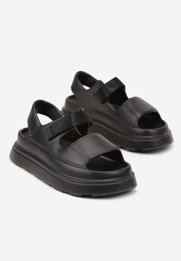 damerose Sandale Negre din spumă Chunky cu talpă groasă cu închidere cu scai Obenae