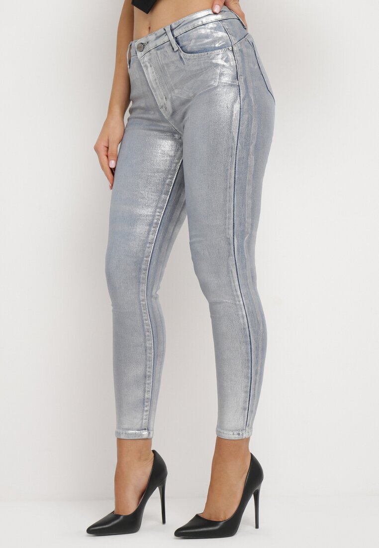 daysie Blugi Argintii Metalici cu Efect Push Up Mireti