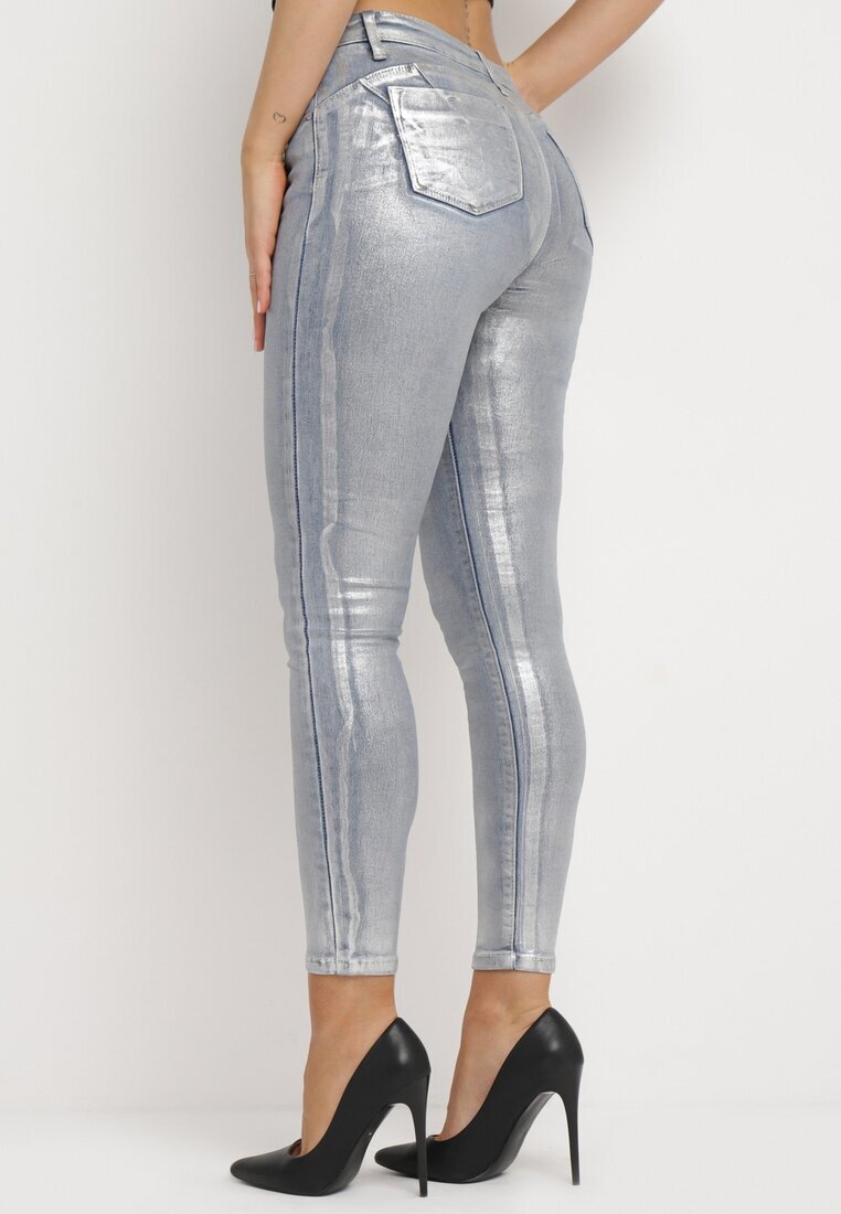 daysie Blugi Argintii Metalici cu Efect Push Up Mireti