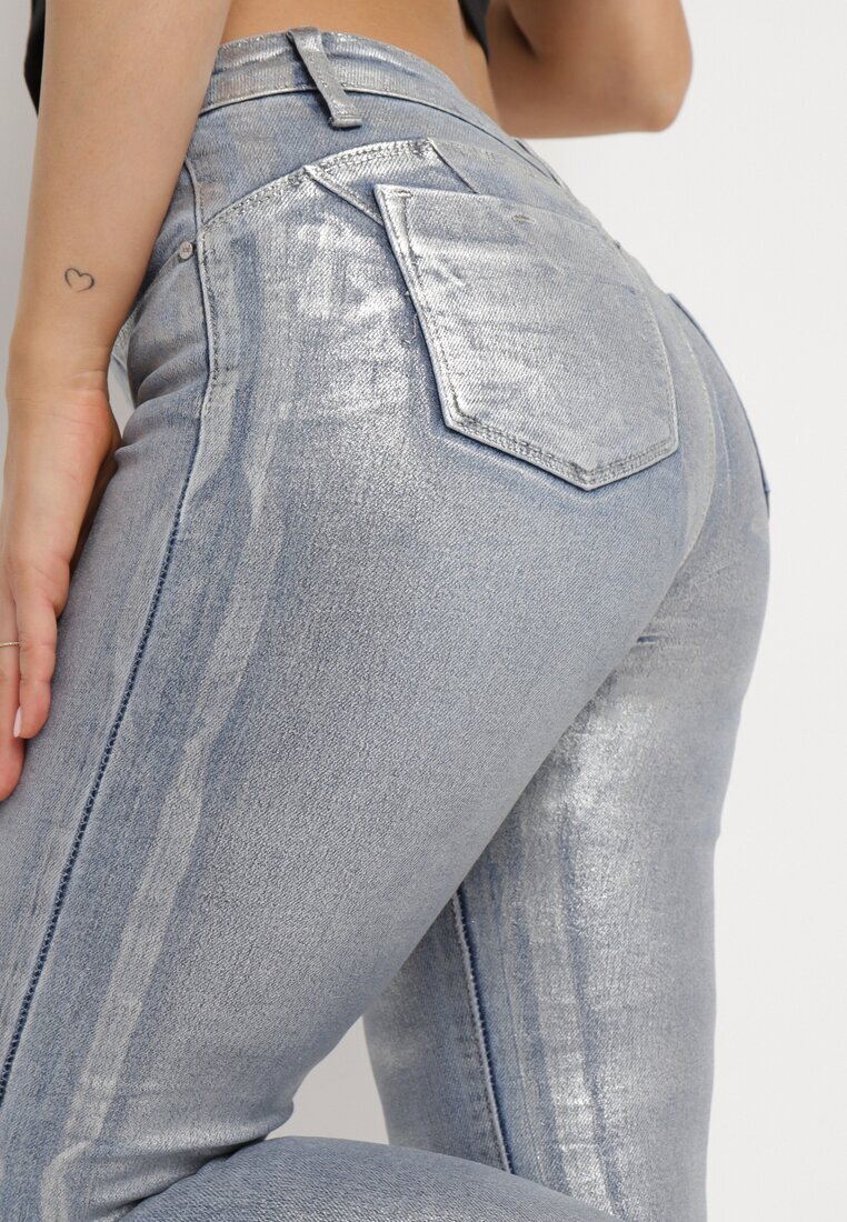 daysie Blugi Argintii Metalici cu Efect Push Up Mireti