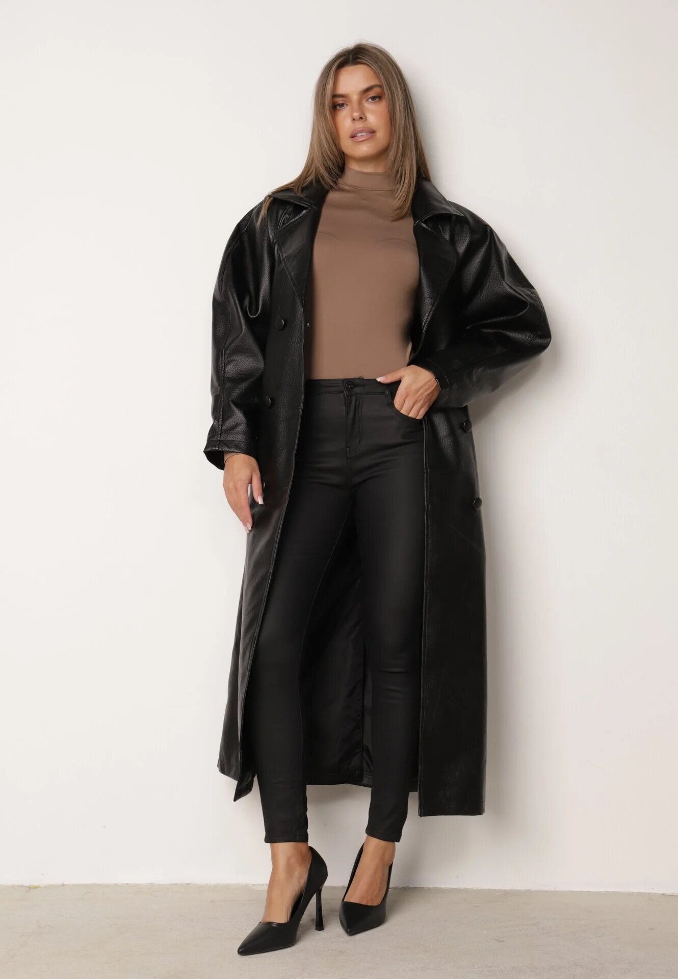 daysie Blugi Slim fit din material cerat Sarellia Negri