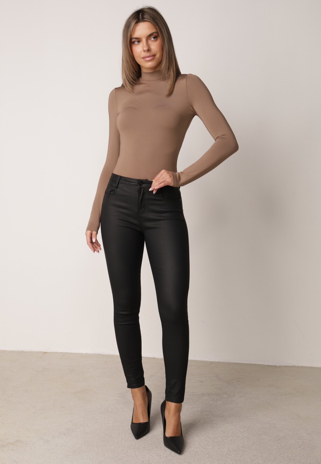 daysie Blugi Slim fit din material cerat Sarellia Negri