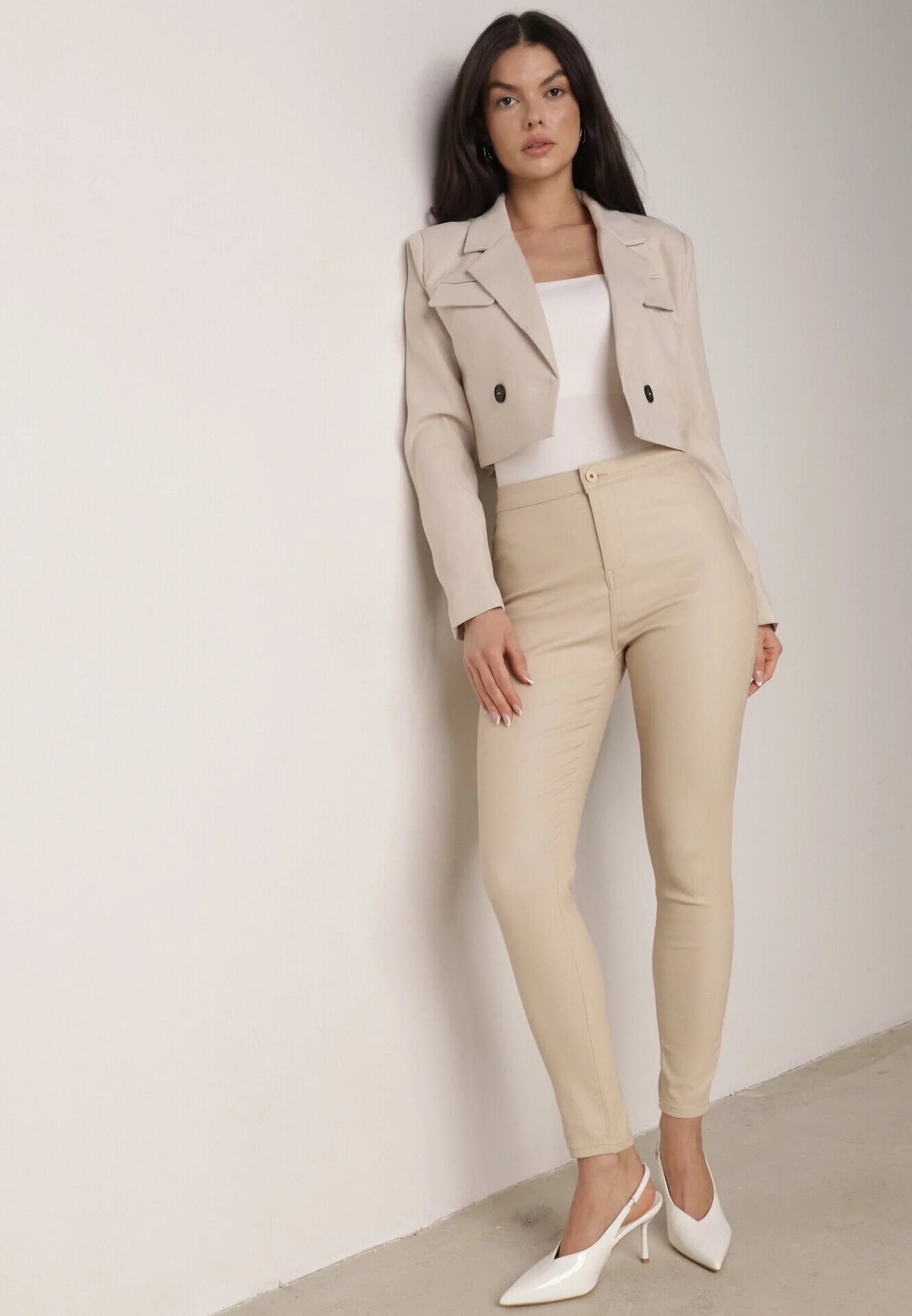 daysie Pantaloni Bej deschis Skinny din imitație de piele Stana