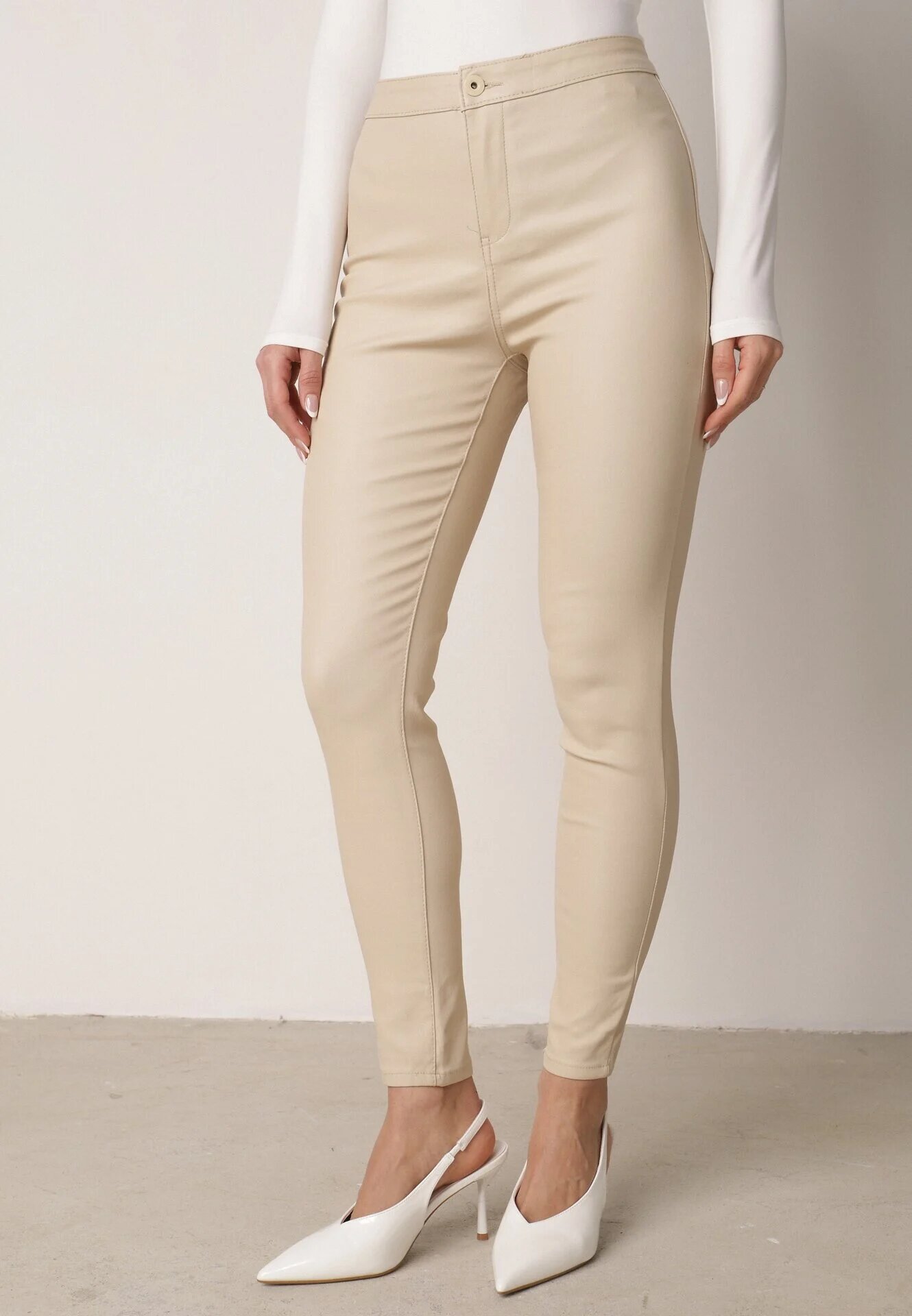 daysie Pantaloni Bej deschis Skinny din imitație de piele Stana