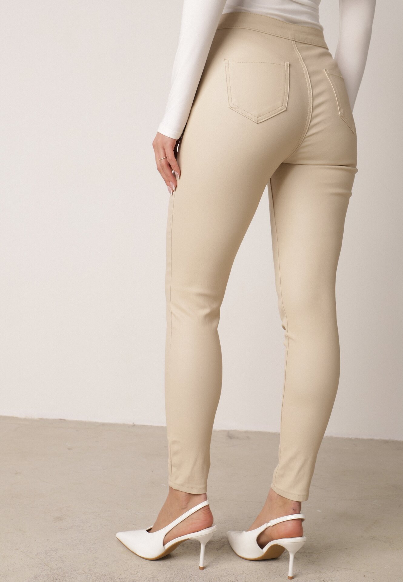 daysie Pantaloni Bej deschis Skinny din imitație de piele Stana