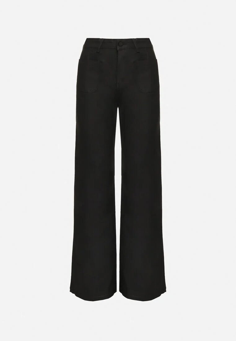 daysie Pantaloni negri din imitație de piele cu croială largă cu talie înaltă Leathora