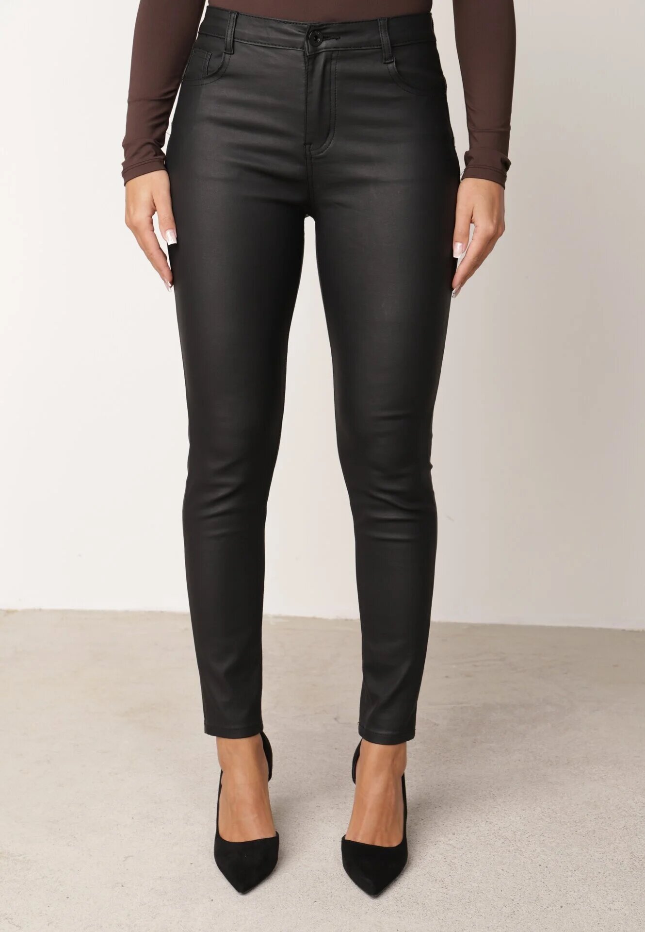 daysie Pantaloni Negri Skinny din imitație de piele Awileda