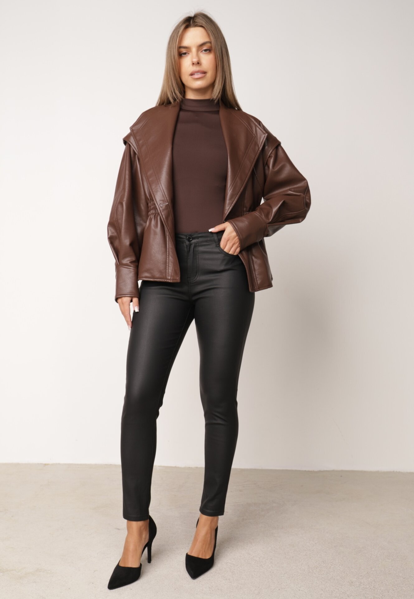 daysie Pantaloni Negri Skinny din imitație de piele Awileda