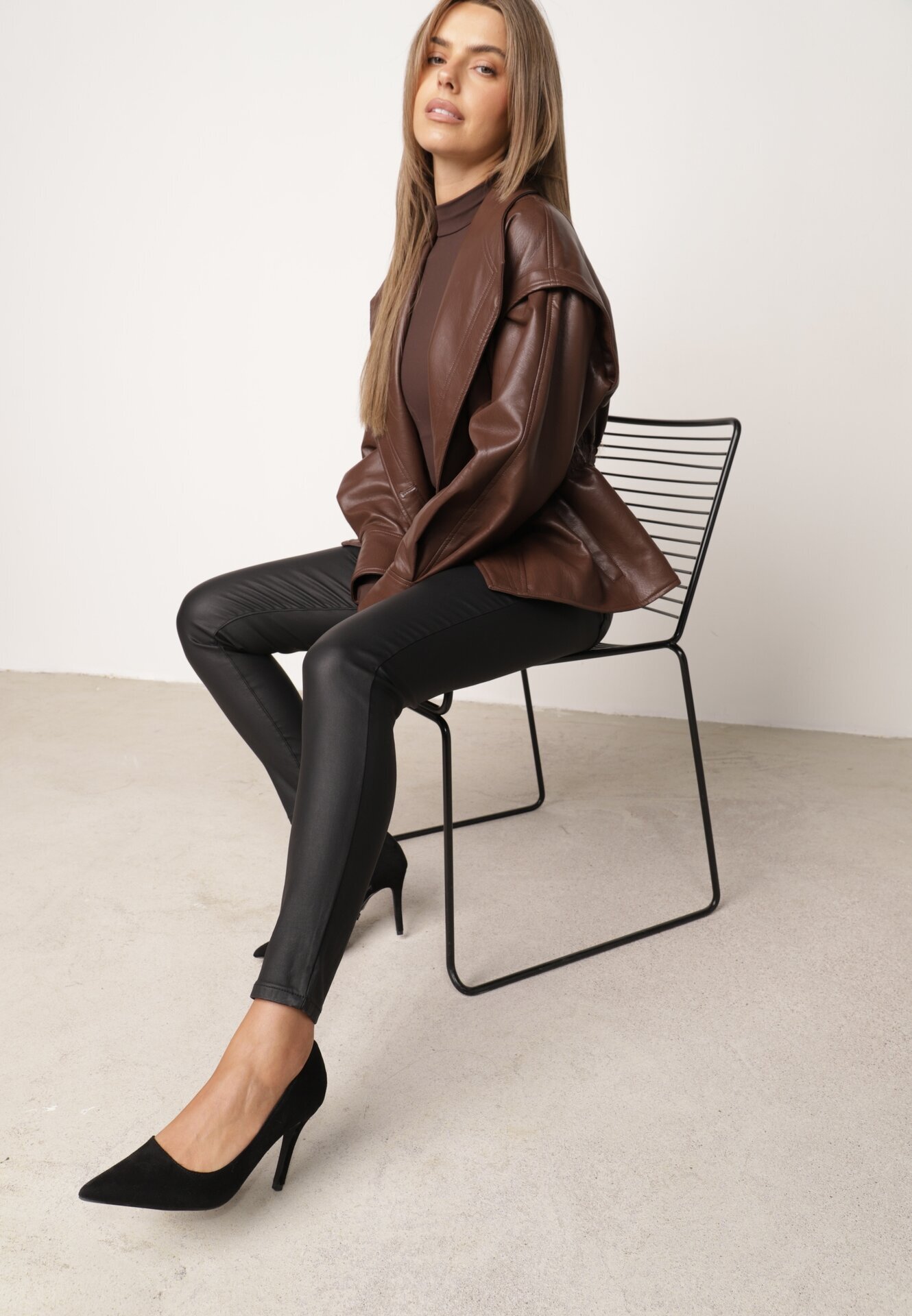 daysie Pantaloni Negri Skinny din imitație de piele Awileda