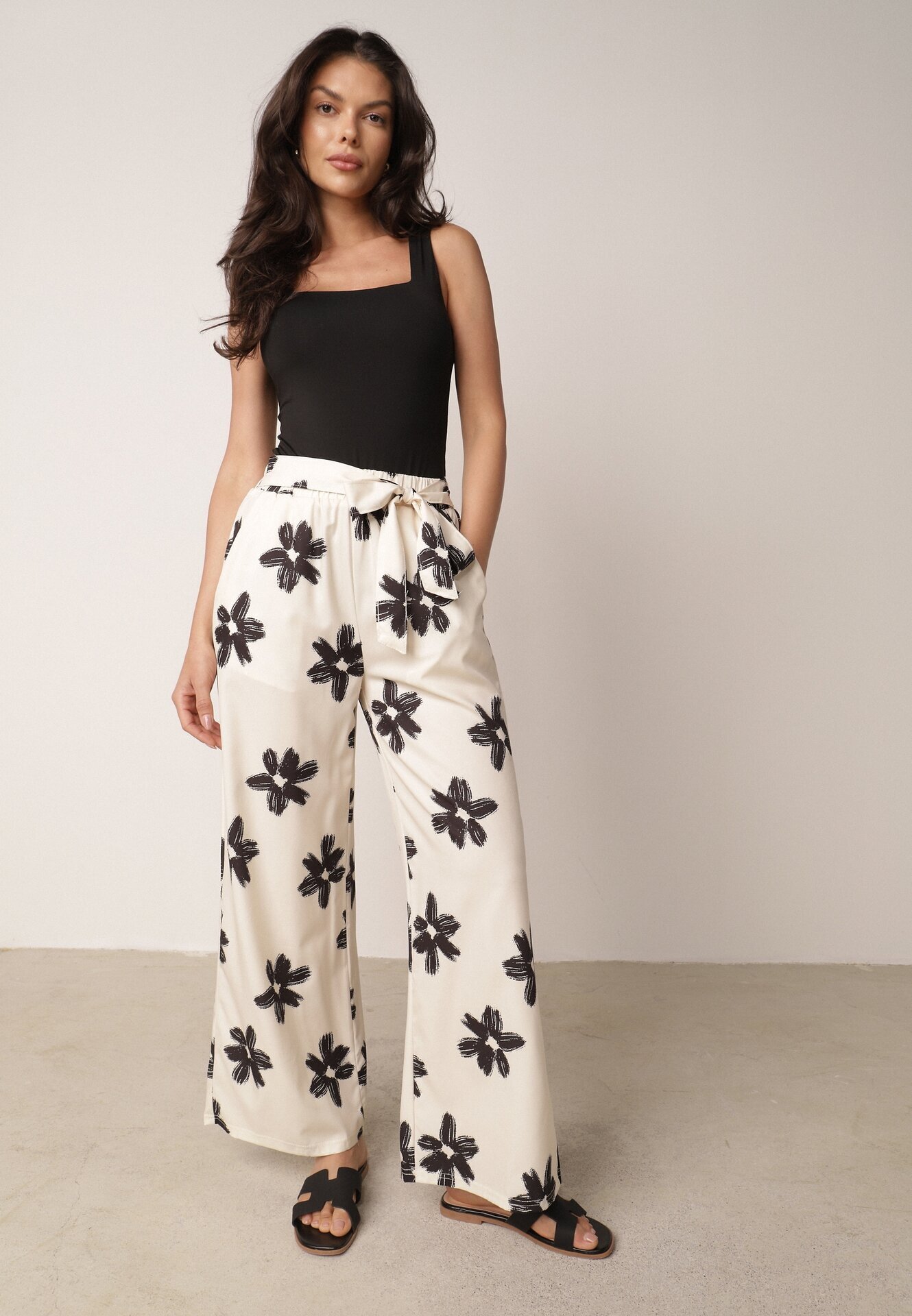 daysie Pantaloni Negru cu crem