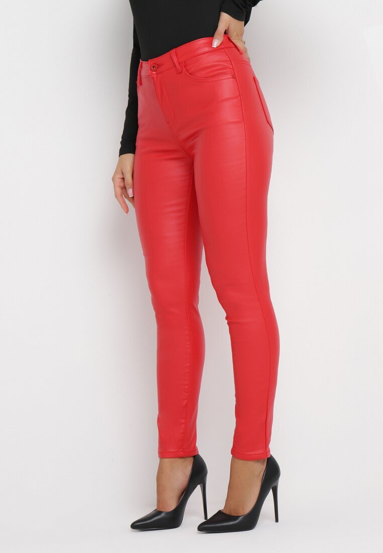 daysie Pantaloni Roșii Skinny din Imitație de Piele Daciss