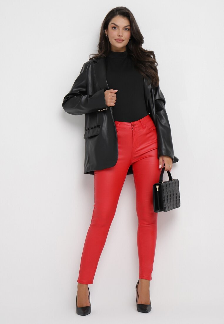 daysie Pantaloni Roșii Skinny din Imitație de Piele Daciss