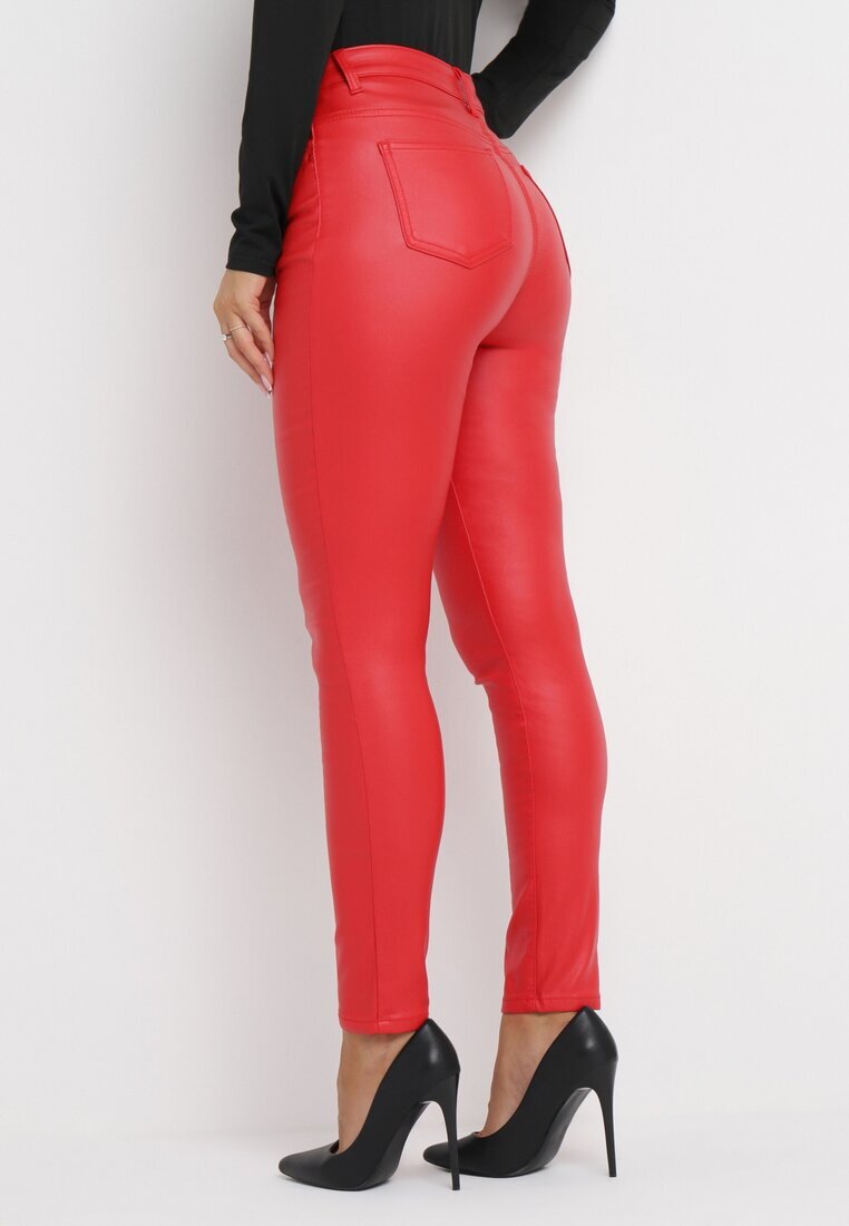 daysie Pantaloni Roșii Skinny din Imitație de Piele Daciss
