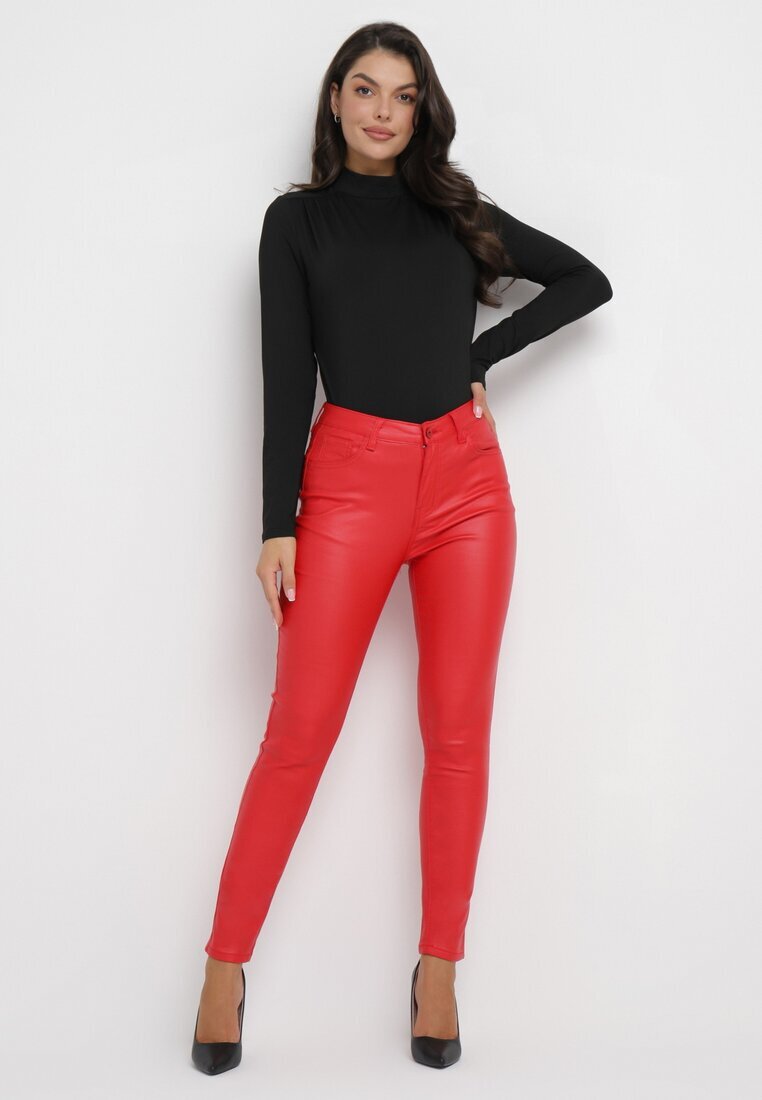 daysie Pantaloni Roșii Skinny din Imitație de Piele Daciss
