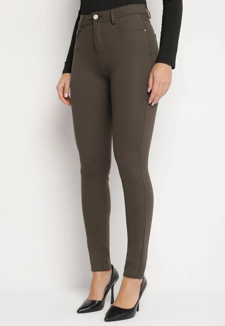 daysie Pantaloni Verzi închiși Skinny cu nasture și fermoar cu buzunare Zysuna