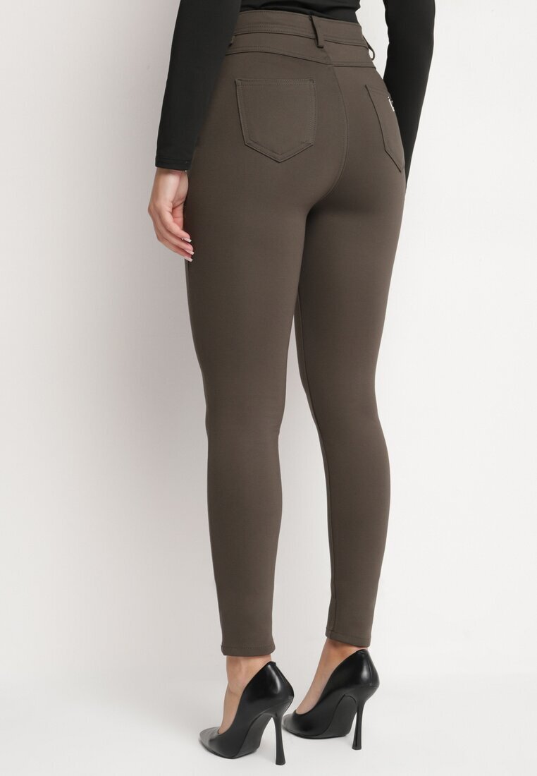 daysie Pantaloni Verzi închiși Skinny cu nasture și fermoar cu buzunare Zysuna