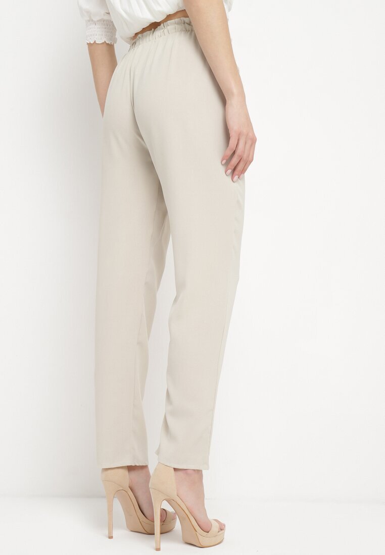 dbt fashion Pantaloni Bej deschis cu croială lejeră cu elastic în talie Brisaela