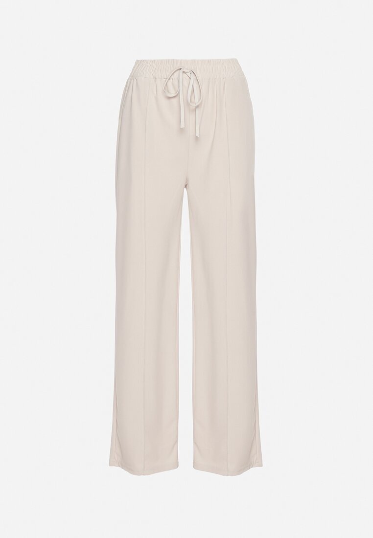 dbt fashion Pantaloni Bej deschis cu croială lejeră cu elastic în talie Brisaela