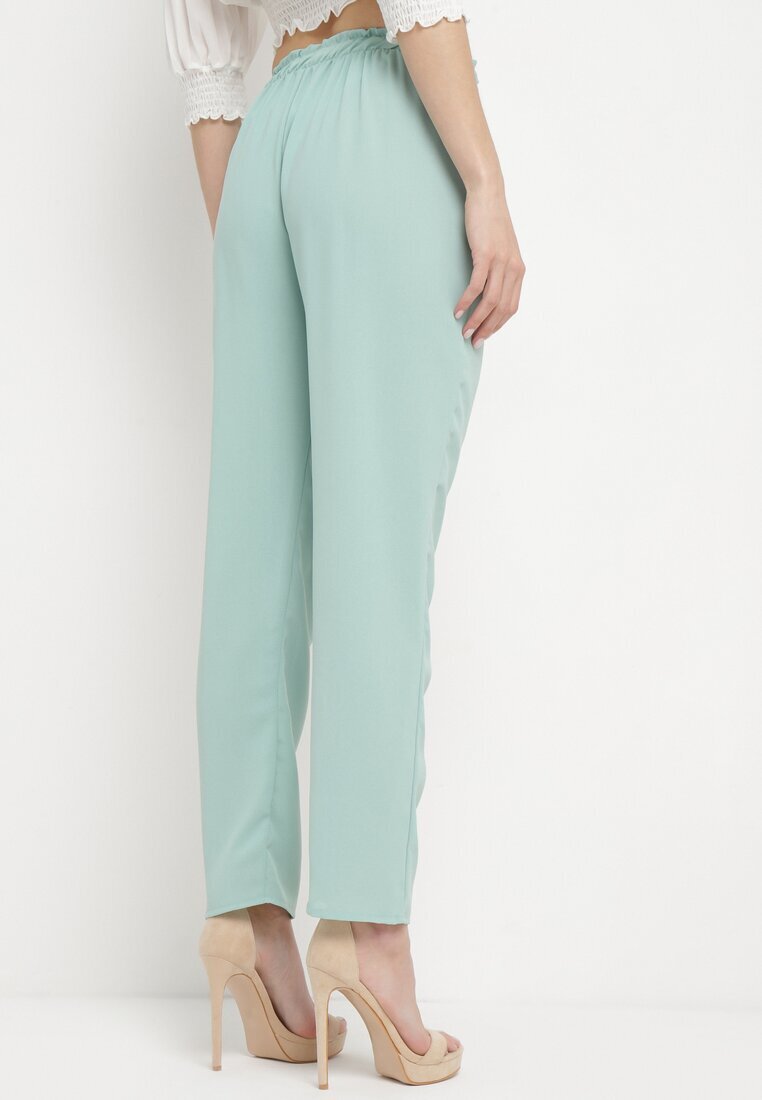 dbt fashion Pantaloni verde deschis cu croi lejer cu elastic în talie Brisaela