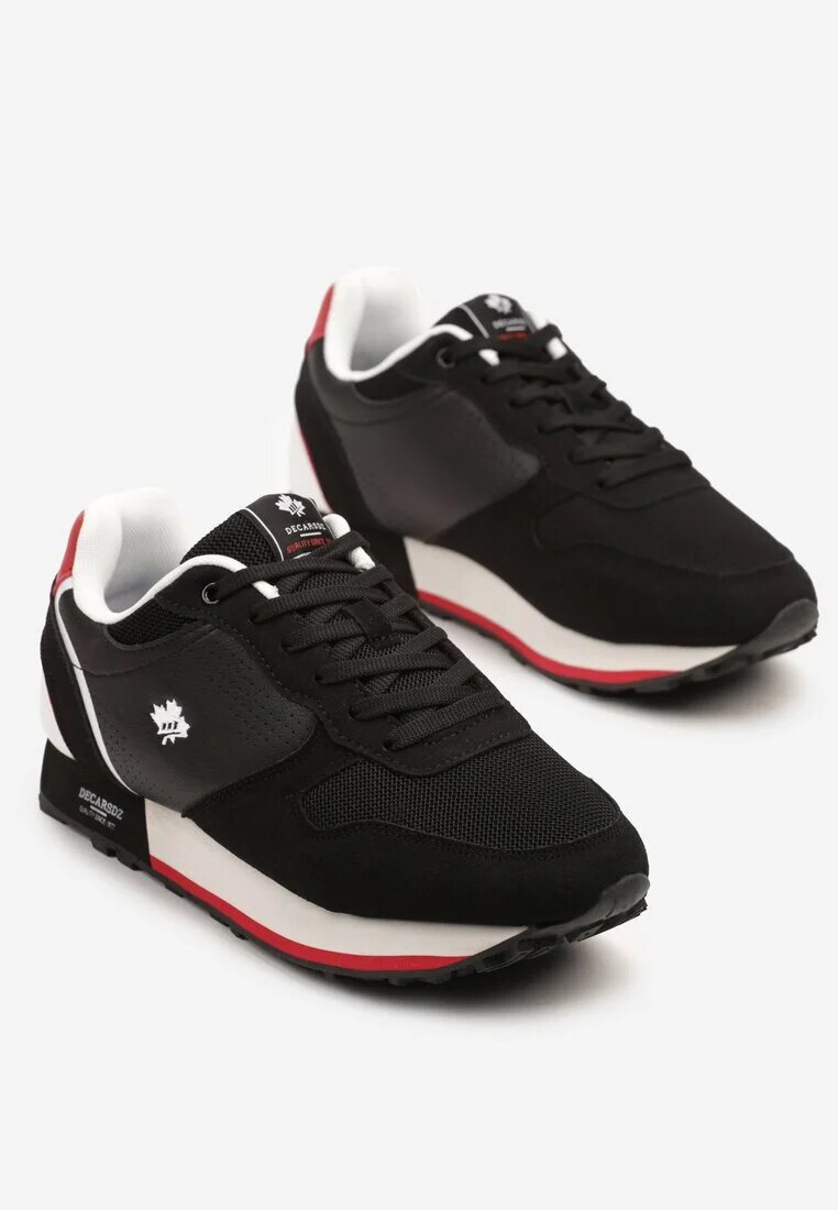 decarsdz Pantofi sport Sneakers Negri cu Frunză Decorativă și Perforație Zaliennea