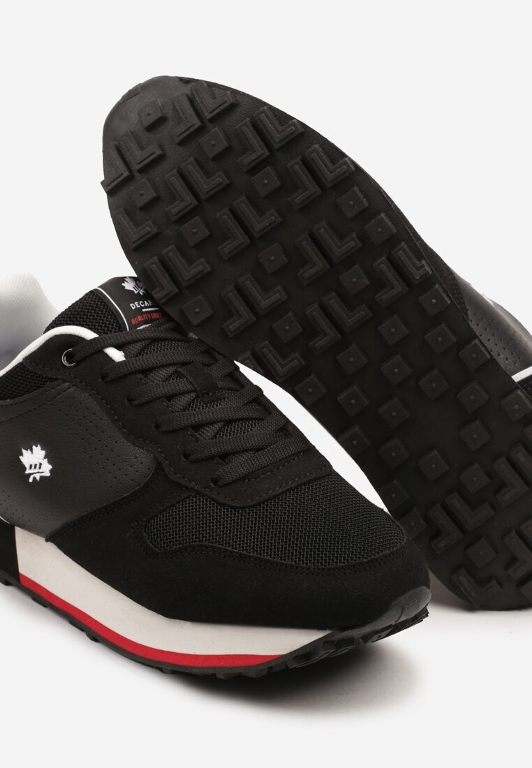 decarsdz Pantofi sport Sneakers Negri cu Frunză Decorativă și Perforație Zaliennea