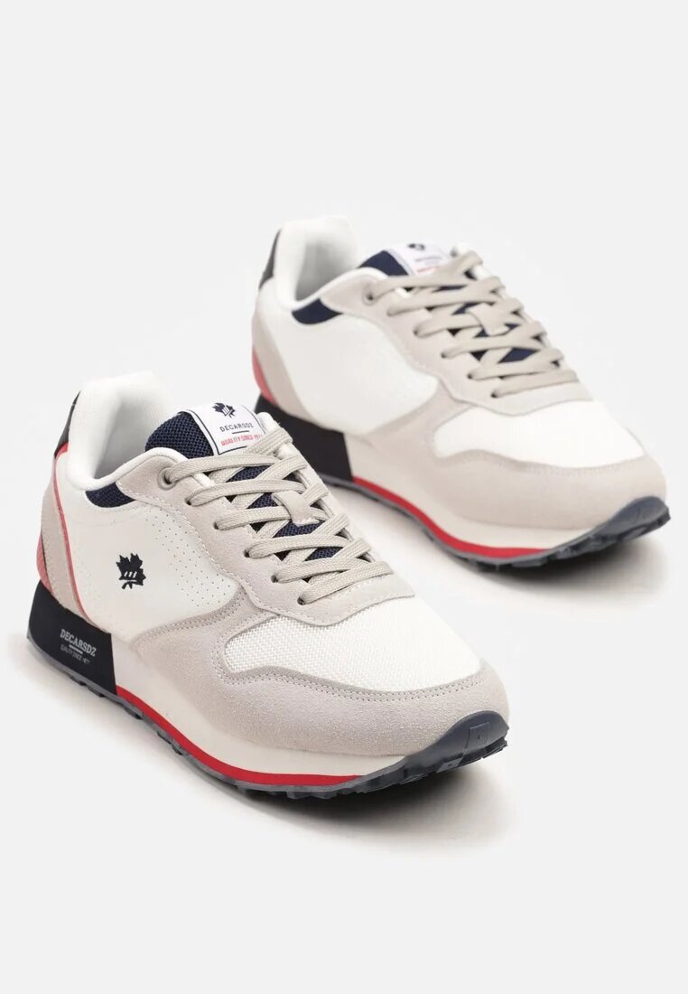 decarsdz Sneakers Albi cu Frunză Decorativă și Perforație Zaliennea