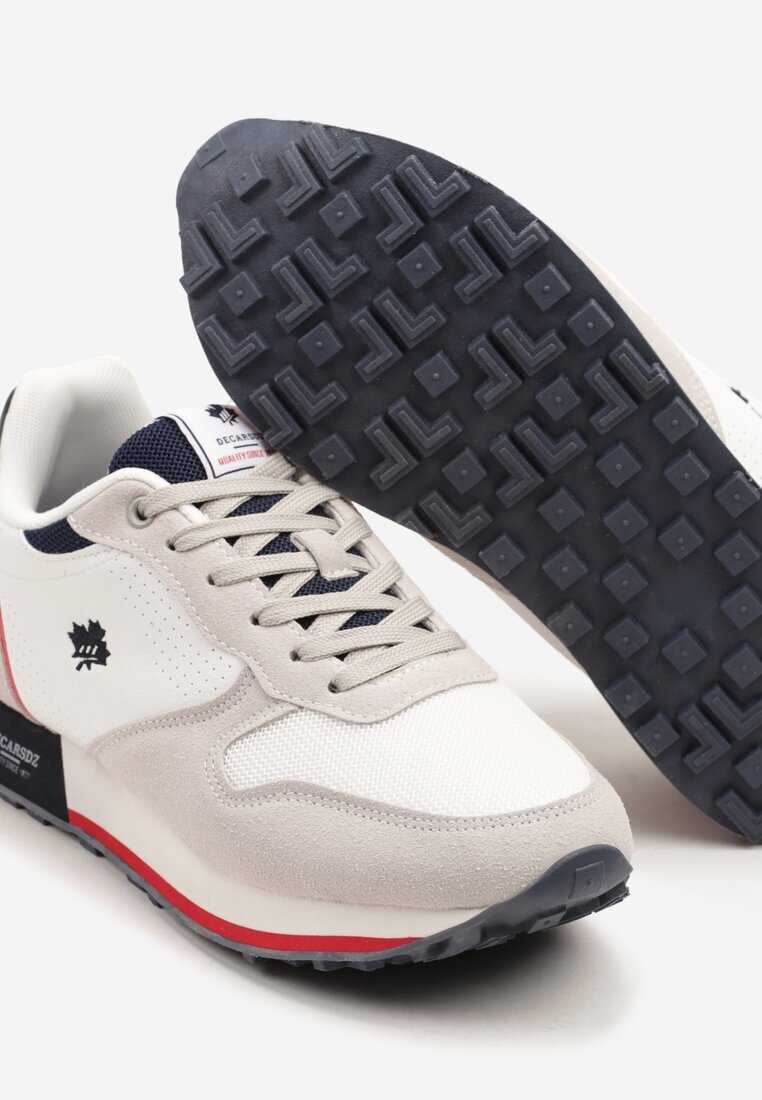 decarsdz Sneakers Albi cu Frunză Decorativă și Perforație Zaliennea