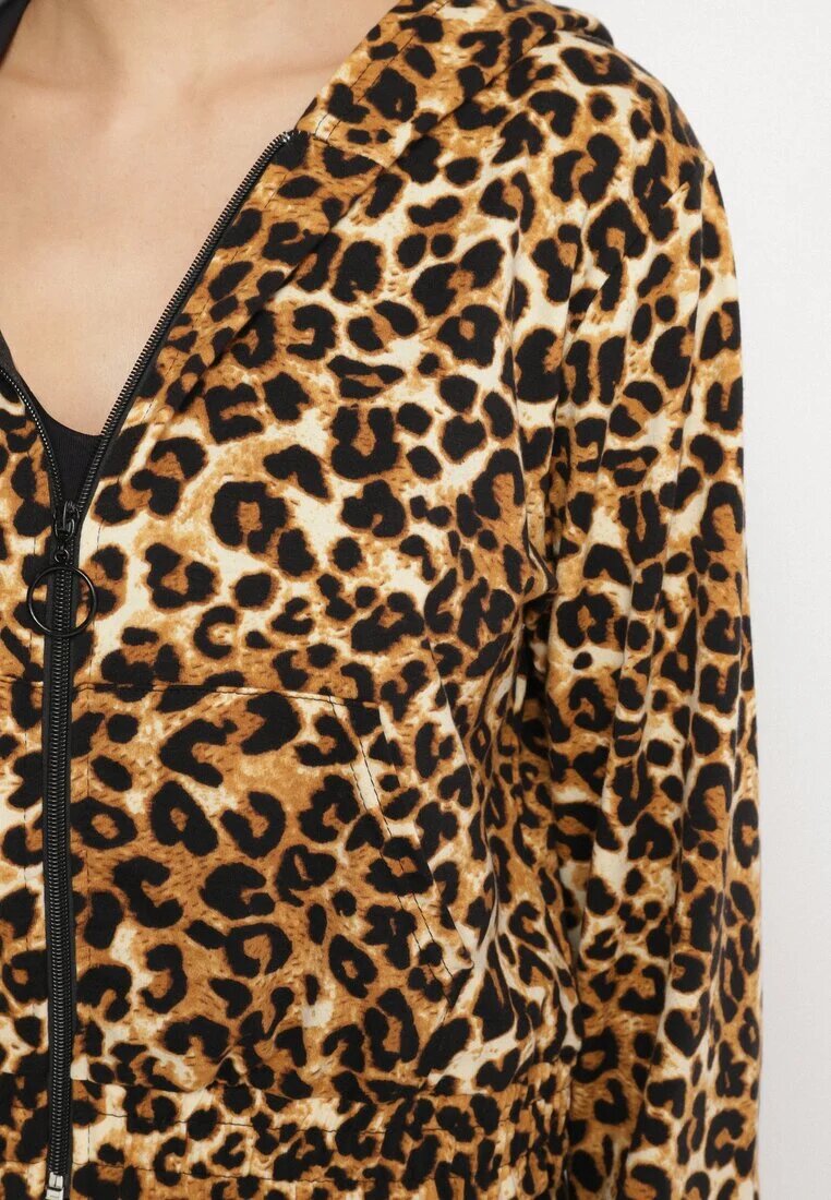 defox Compleu de trening Maro deschis cu imprimeu leopard Bluză și Pantaloni largi Edilessa