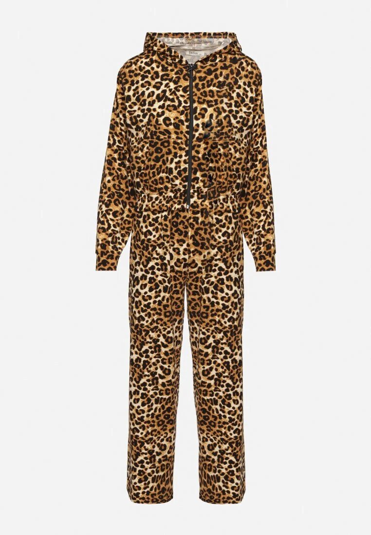 defox Compleu de trening Maro deschis cu imprimeu leopard Bluză și Pantaloni largi Edilessa