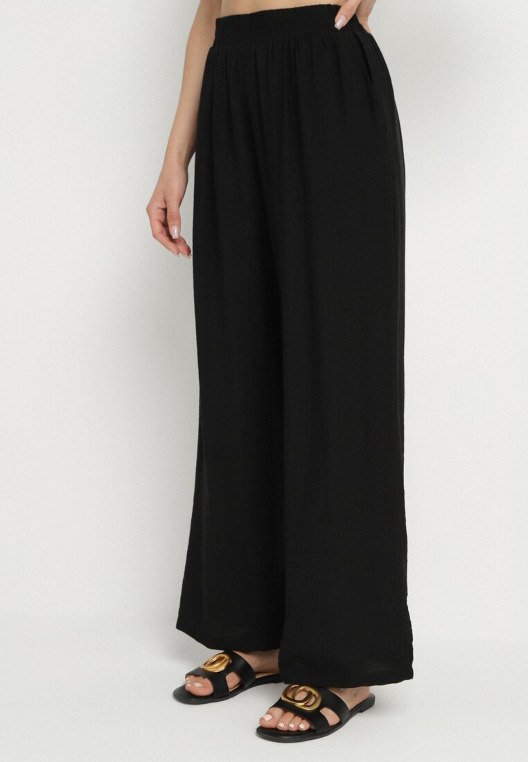 defox Compleu Negru din Viscoză Cămașă și Pantaloni Sesanila