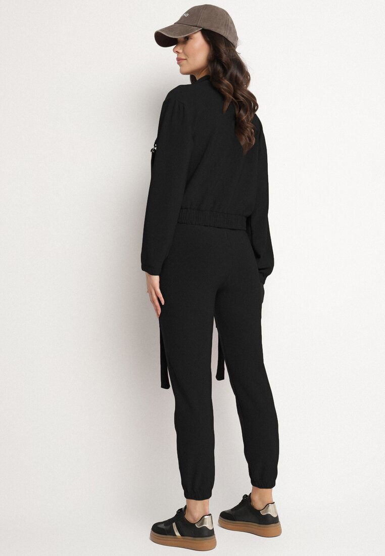 defox Compleu Trening Negru Bluză cu fermoar și Pantaloni Slim în stil Utility Telavienna