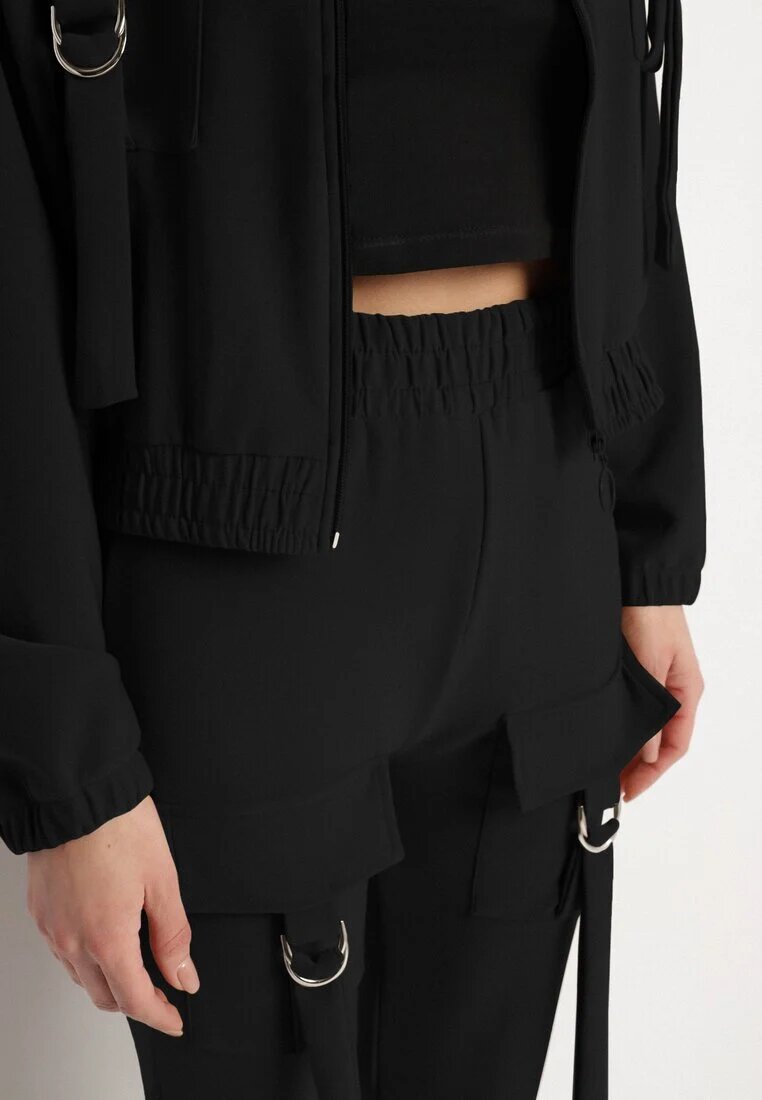 defox Compleu Trening Negru Bluză cu fermoar și Pantaloni Slim în stil Utility Telavienna