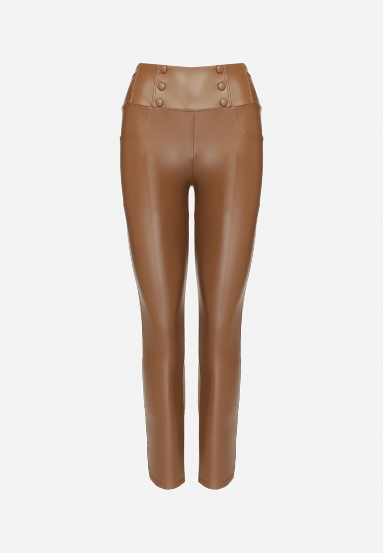defox Leggings Maro din piele ecologică Căptușite cu efect Push-Up Labrisa