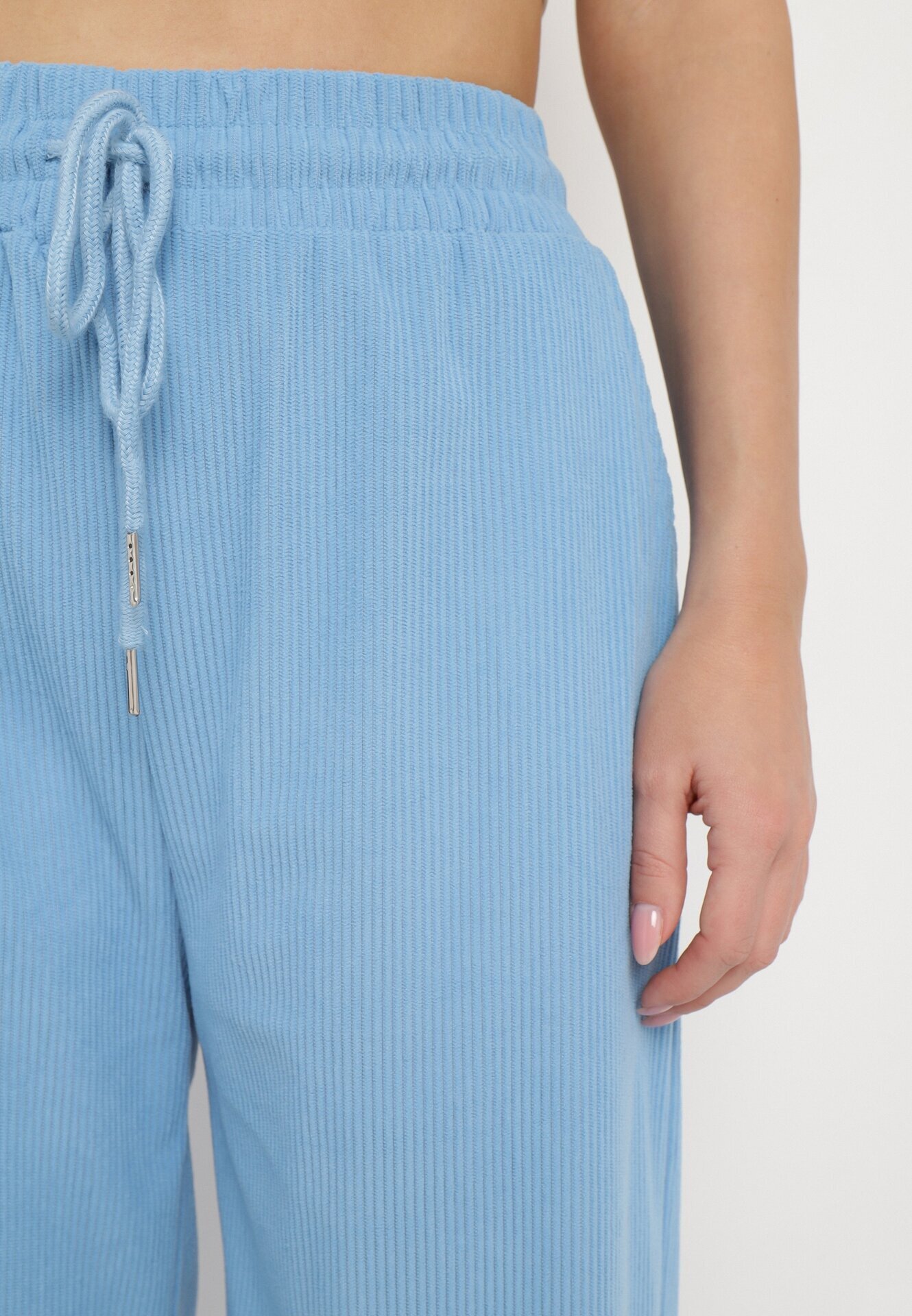 defox Pantaloni Albaștri Cu Dungi Cu Picioare Largi și Cu Elastic în Talie Itrulla