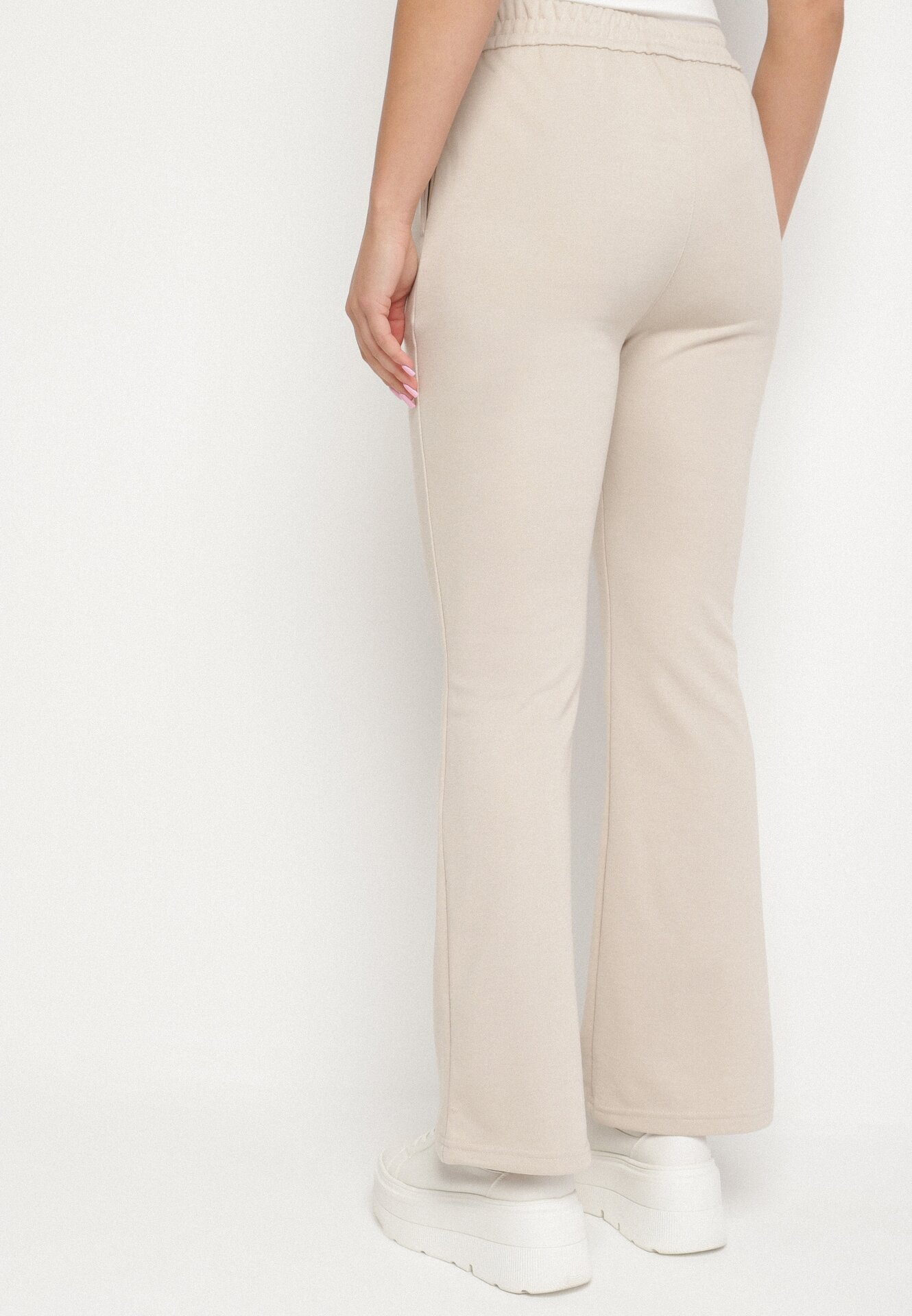 defox Pantaloni de trening Bej Evazați cu elastic în talie Efravella